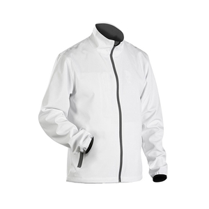 <b>Men's</b> <b>White</b> Fleece Motorcycle <b>Jacket</b> Stand Collar Zipper Closure Windproof Casual Winter Wear Regular Fit Polyester Front - Product Image 2