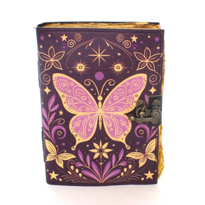 Carnet en cuir imprimé papillon 5 x 7 pouces avec papier à bords festonnés, fait main, style vintage, pour journal intime et écriture, idéal comme cadeau - Product Image 4