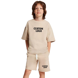 Ensembles de vêtements pour enfants, filles et garçons, t-shirts et shorts en deux pièces, personnalisés, de bonne qualité, vêtements d'été, vente en gros, ensemble de vêtements décontractés à la mode - Product Image 1