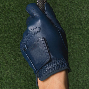 Guante de golf de cuero genuino para mano derecha, antideslizante, para hombre, con cierre de gancho y bucle, color azul oscuro - Product Image 4