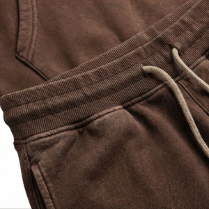 Men's Brown Hooded <b>Tracksuit</b> Full Sleeve Solid Color Casual Wear With Drawstring Closure And Side Pockets - Product Image 5