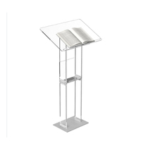 Support de podium en acrylique réglable en hauteur de 43 pouces, pupitre roulant, support métallique moderne pour présentations dans les écoles, utilisation dans les salles de mariage