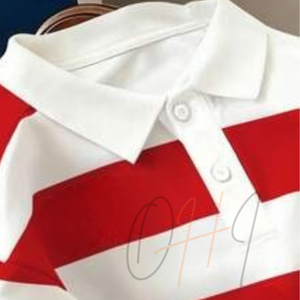 Camiseta de Golf para Hombre, Color Rojo y Blanco, Casual, Manga Corta, 100% Algodón, Tejido de Felpa, Transpirable, Verano, Personalizable - Product Image 6