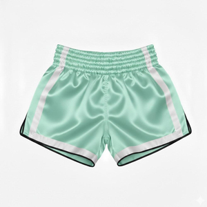 Traditional Style Satin Embroidered Fight <b>Short</b> For Muay Thai With Customizable Front Blank <b>Patch</b> For Authentic Muay Thai <b>Shorts</b> - Product Image 2