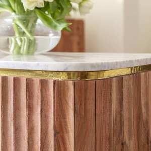 Soporte para TV Vandana Cresta Mira en madera de acacia y mármol blanco - Product Image 3