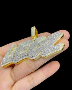 Pendentif personnalisé en moissanite VVS avec nom, pendentif lettre en moissanite, argent 925 plaqué or, bijoux hip-hop, pendentif bicolore - Product Image 4