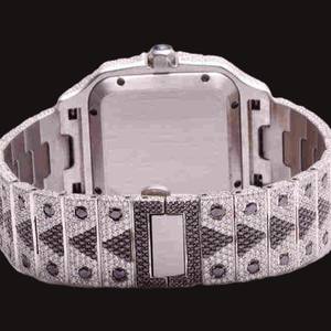 Montre Hip-Hop Iced Out Bust Down avec Cadran Carré Sertie de Diamants Moissanite Noirs et Blancs Brillants Personnalisés et Chiffres Romains - Product Image 5