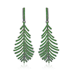 Pendientes de Plata 925 con Diopsido Cromado Oxidado y Cierre de Aro, Joyería Fina al por Mayor - Product Image 1