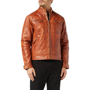 Wholesale Genuine Leather Jacket Men's Streetwear with <b>Fur</b> <b>Trim</b> Stand Collar Stylish New Styles Youth Motorcycle Jacket - Product Image 6