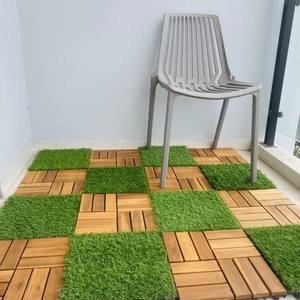Dalles de terrasse en bois d'acacia antidérapantes, revêtement de sol en bois à emboîtement pour extérieur - Product Image 1