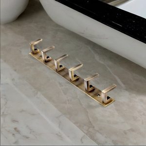 Handmade Brass <b>Wall</b> <b>Mounted</b> Coat Rack with 6 Hooks Antique Brass Entryway Organizer for Clothes Hats <b>Towels</b> Accessories set of 2 - Product Image 2