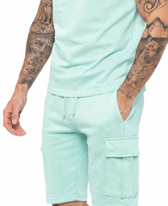 Shorts cargo en coton vert menthe uni pour hommes, avec cordon de serrage et poches latérales, style bermuda décontracté, taille mi-haute - Collection 2026 (Vente en gros) - Product Image 5