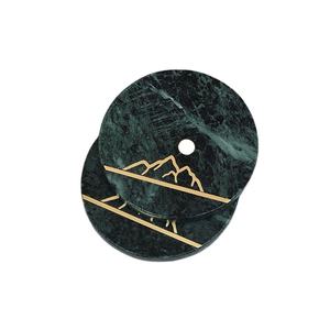 Handcrafted <b>Marble</b> <b>Coasters</b> with Brass Inlay Custom Size Luxury <b>Marble</b> Stone& Metal Inlay Cup <b>Coaster</b> - Product Image 1