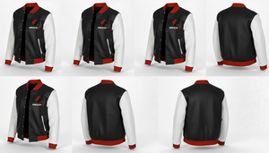 Men Baseball Varsity Jacket Contrast Color Sleeves Snap <b>Button</b> Casual Jacket Wholesale - Product Image 2