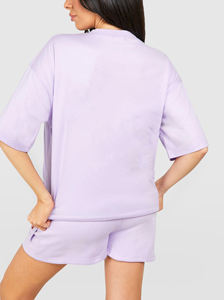 Ensemble 2 pièces personnalisé 100 % coton pour femme, style décontracté d'été, avec logo imprimé sur mesure, ensemble court uni pour femme, style urbain - Product Image 3