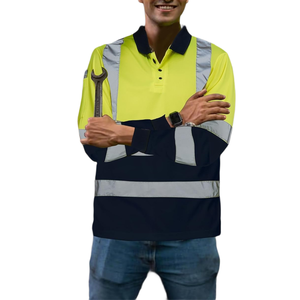 Chemise de travail haute visibilité à manches longues pour homme, vert sécurité, vêtements de chantier, haut haute visibilité pour travaux intérieurs ou extérieurs - Product Image 2