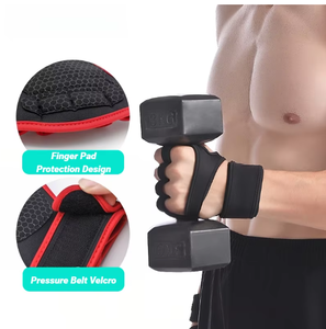 Breathable Sports Gloves Wrist Length Black Red Polyester Style For Spring Autumn Workout Use - Product Image 3