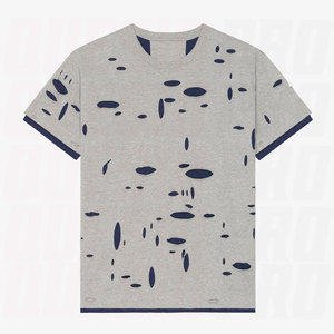 Camiseta de Algodón Desgastada para Hombre, Corte Holgado, Estampada, Color Sólido, Transpirable, Estilo Urbano, Informal, Verano, Moderna, con Gráficos - Product Image 4