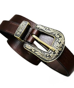 Cinturón Casual Vaquero Hecho a Mano para Hombre, Estilo Occidental Vintage, Cuero Genuino Repujado con Hebilla Removible con Patrón Sólido - Product Image 5