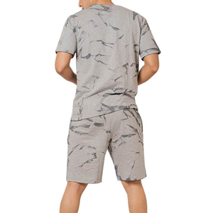 Men's Gray <b>Bird</b> Print Casual Shorts Set Breathable Knitted Elastic Waist Mid Rise Short Sleeve T-<b>Shirt</b> and Shorts Outfit - Product Image 4