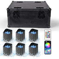 6 projecteurs Uplight avec flight case de chargement, 7x20W RGBWUV 6-en-1, à batterie, pour salles de mariage, fêtes et éclairages de scène