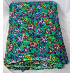 Tissu 100% Coton Indien Fait Main Sanganeri Imprimé au Bloc, Respirant, Écologique, Séchage Rapide, Léger, Brut, pour Filles - Vente en Gros - Product Image 3