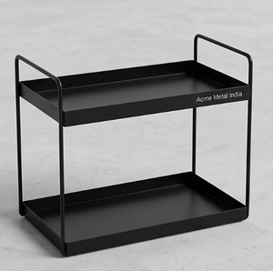 2 Tier Black Metal Iron Mesh Wire <b>Rack</b> Folding <b>Storage</b> Shelf Holder Modern Minimalist Style for <b>Kitchen</b> Cabinet and Home Garden - Product Image 1