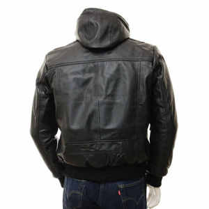 Black <b>Winter</b> <b>Leather</b> <b>Jacket</b> for Men Stylish Breathable High Street Style with Customized Logo Private Label Canvas Fabric - Product Image 4