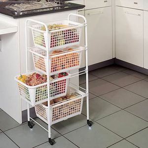 Portable Iron Metal Kitchen Trolley <b>Rack</b> With Strong <b>Storage</b> Capacity And Easy To Move Locking Wheels - Product Image 2
