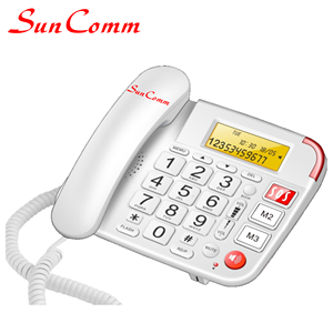 Téléphone à gros boutons SunComm SC-2113-AP VoIP avec écran LCD couleur 2.4 pouces Garantie 1 an Blanc Gris - Product Image 1