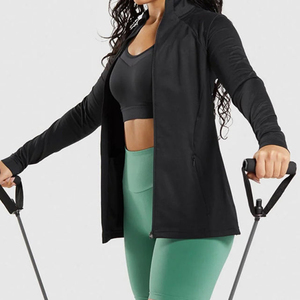 Breathable Spandex/Polyester Yoga Skinny Jacket Women Plus Size Athletic Stretch Eco-Friendly Lightweight <b>Zip</b> <b>up</b> Outerwear - Product Image 2