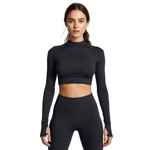 Ensemble de yoga 2 pièces pour femmes, respirant, sans couture, en spandex/nylon, taille haute élastique - Product Image 2