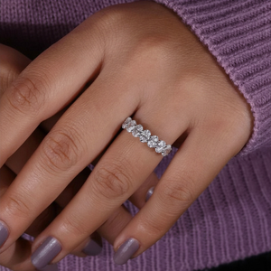 Oval Diamond Freshwater Pearl <b>Eternity</b> Band Wedding Anniversary <b>Ring</b> Full <b>Eternity</b> Rhodium Plated 925 <b>Silver</b> Party Gift for - Product Image 5