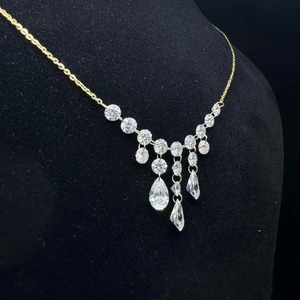 Collier pendentif classique en or avec diamant de laboratoire, cristal en forme de goutte d'eau, strass et chaîne serpent pour mariage, bijoux pour femmes - Product Image 2