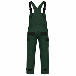Men's Green Work Bib Overalls with Adjustable <b>Straps</b>, Cargo Pockets and Reinforced <b>Knees</b> - Product Image 4