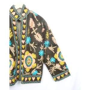 Veste Cotrise brodée à la main, col mandarin, design vintage, écologique, séchage rapide, respirante, doublure en coton, printemps automne - Product Image 3