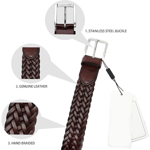 Cinturón de Cuero Genuino Reversible Marrón Cognac de 3.5cm de Ancho con Hebilla de Acero, Ajuste Personalizado, Casual, Formal, Impermeable y Ecológico - Product Image 4