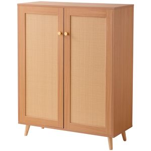 Meuble à chaussures en rotin à 5 niveaux de style Farmhouse avec 2 portes et étagères réglables - 40,35 pouces de hauteur - Product Image 3