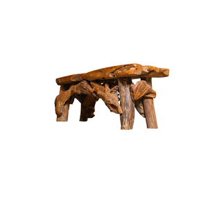 Banco de Raíz de Teca Rústico de Lujo ARTERRA, Hecho a Mano por Artesanos, Duradero, para Exteriores/Hotel/Patio/Sala de Estar - Product Image 1