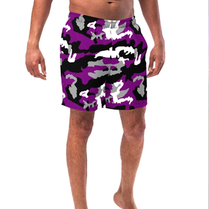 Shorts de sport pour hommes 2026, shorts de course avec poches, shorts en mesh imprimés sur mesure, shorts camouflage violets pour hommes - Product Image 6