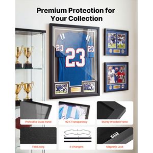 Vetrina Espositiva Nera in Legno per Maglie Sportive 31.3 X 23.2 Pollici con Protezione UV al 98%, Pannello in PC, Gancio e Magnete - Product Image 2