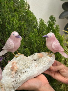 Escultura de Pájaro de Cuarzo Rosa Natural con Cristales de Amatista, Amazonita y Apofilita, Arte Decorativo para el Hogar, Proveedor Mayorista OEM ODM - Product Image 5