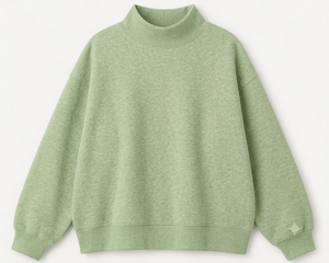 Sweat-shirt oversize imprimé pour femme, col montant, vert uni, manches longues, en coton tricoté, coupe décontractée, style streetwear hiver - Product Image 1