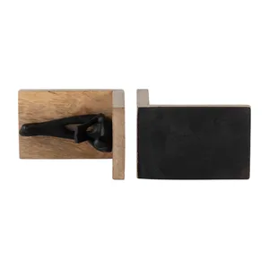 Artistic Wooden Bookends <b>Figurative</b> Minimalist Design Handmade 2Pcs for Living Room Tabletop Decor - Product Image 2