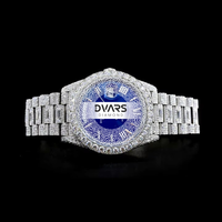 Montre analogique à quartz de luxe de qualité supérieure, boîtier en alliage, cadran avec aiguilles en diamant moissanite de 20 mm, 48 mm, résistante à l'eau, unisexe