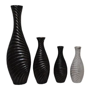 Amazon — Vases à fleurs peintes en Aluminium, grands Vases de couleur Bronze noir, or blanc, argent, enduit de poudre avec doublure texturé