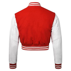 แจ็คเก็ตวาร์ซิตี้สำหรับผู้หญิง คุณภาพพรีเมียม ทำจากหนังและขนสัตว์ แจ็คเก็ตเบสบอลแบบ Letterman แขนยาว สไตล์คลาสสิกแบบวิทยาลัย แจ็คเก็ตบอมเบอร์ - Product Image 3