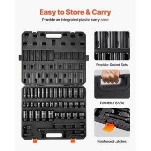 43 pezzi Kit di strumenti a cricchetto a 6 punti 1/2in per unità custodia presa di impatto Set di comoda custodia per strumenti a presa di Bit - Product Image 6