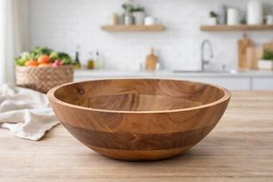 Bol de service moderne en bois, bol en bois pour servir les aliments, bols de service modernes, bol de service en bois d'acacia - Product Image 6