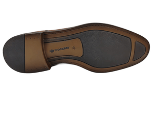 Dlords Christofer Men's <b>Brown</b> Genuine Leather Oxfords Pointed Toe <b>Lace</b>-Up Comfortable Embossed Logo Anti-Slippery Dress <b>Shoes</b> - Product Image 3